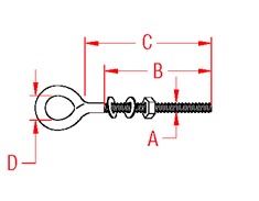 Welded Eye Bolt Line Drawing